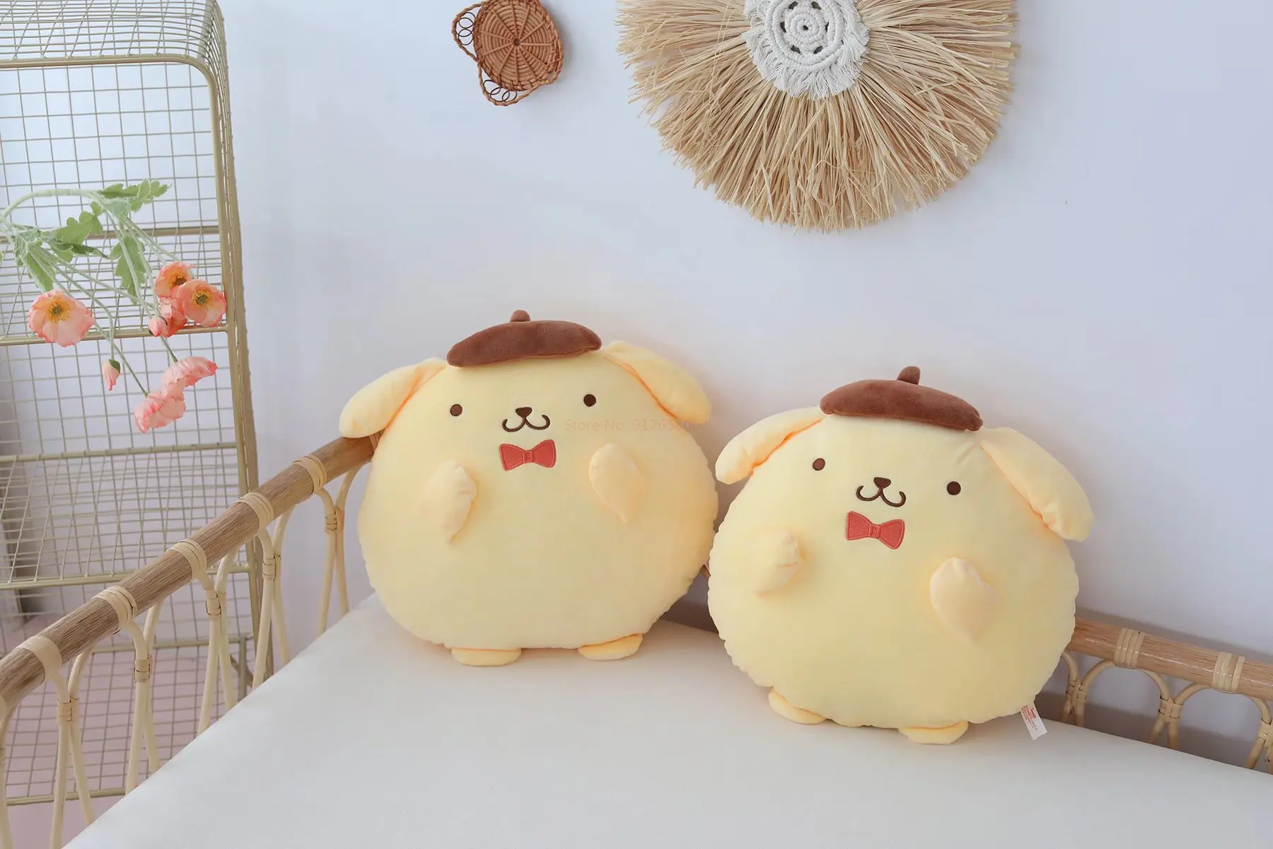 Sanrio Pom Purin dolması peluş oyuncaklar bebekler yumuşak yastık karikatür Kawaii Pom Purin peluş oyuncak bebekler odası dekorasyon çocuk hediye