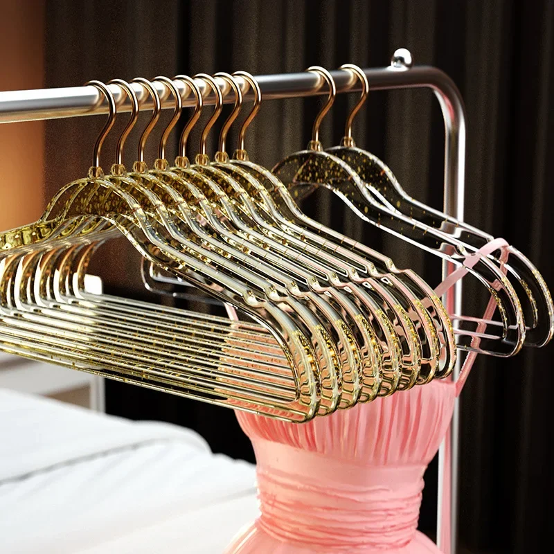 

10 Pack Quality Hangers Clear Crystal Hanger for Clothes - Durable Plastic Invisible Dress Nonslip Coat Shirt Hangers