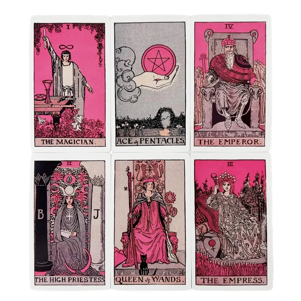 Gioco di carte dei tarocchi Pink Rider per principianti Mazzo di divinazione Versioni inglesi Edizione Oracle Gioco da tavolo da tavolo per la festa