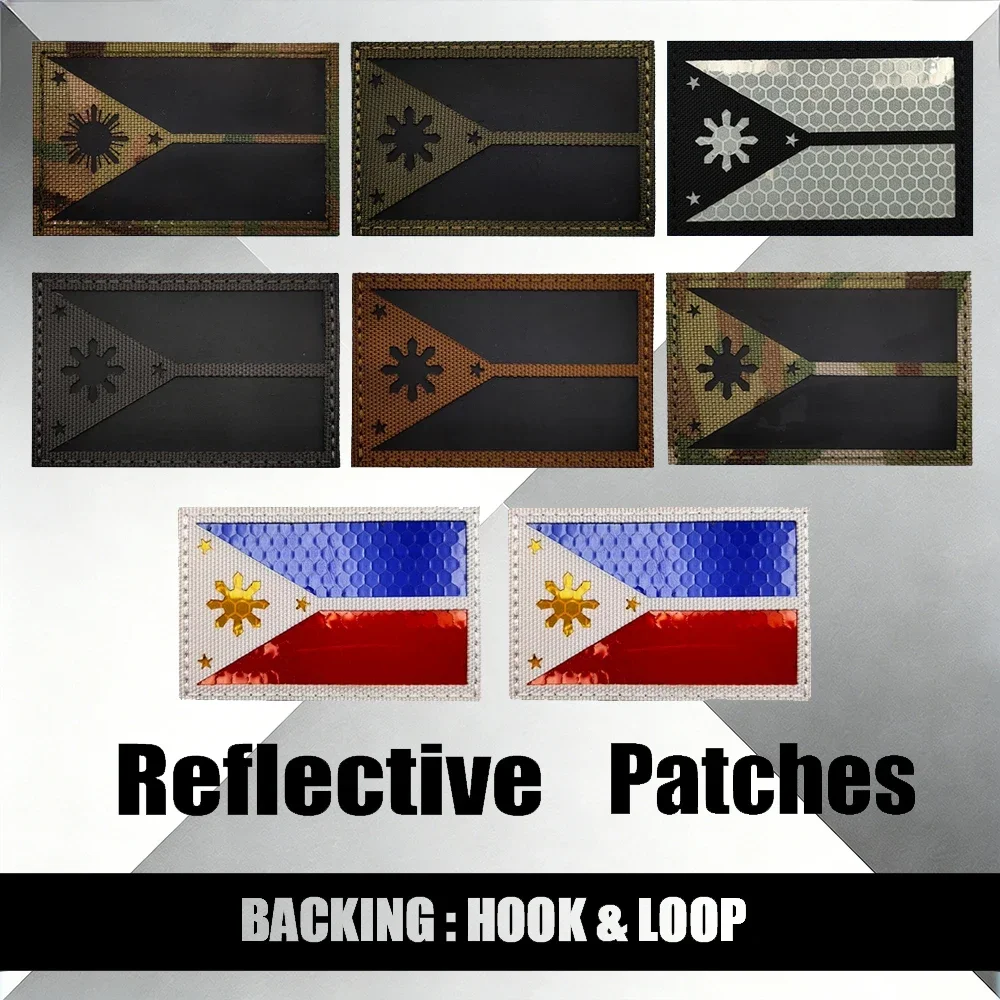

Светоотражающие тактические нашивки с флагом Филиппин, лазерная резка, ночное видение, для курток, наплечные, DIY, пришивные, для снаряжения для активного отдыха