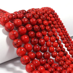 1 Streng Turquoise Steen Kralen 4-12Mm Rode Natuursteen Kralen Ronde Losse Spacer Kralen Voor Diy Sieraden Maken Armband Ketting