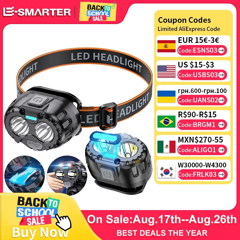 Poderoso farol led ipx4 à prova dwaterproof água lanterna de cabeça de emergência 250lm xpe led farol 500mah para pesca ao ar livre acampamento caminhadas
