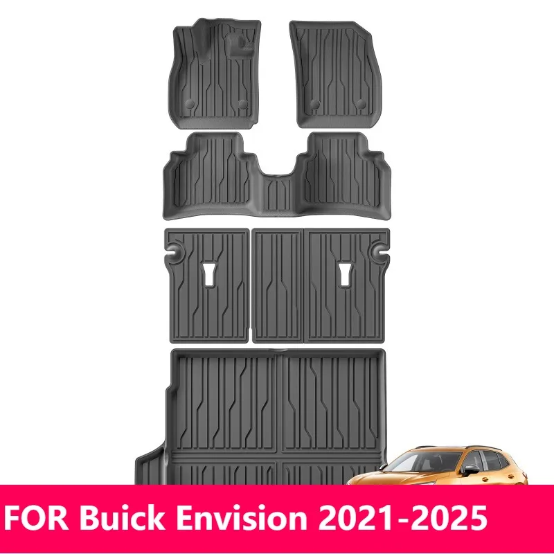 

For Buick Envision 2021-2025 TPE 3D Waterproof Car Floor Mats, Trunk Liner Pad, Black