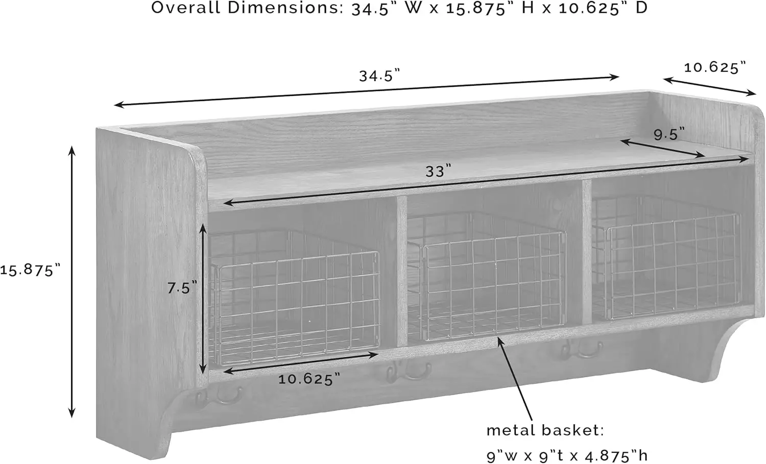 CF6018-WH Fremont Entryway Shelf, Distressed White