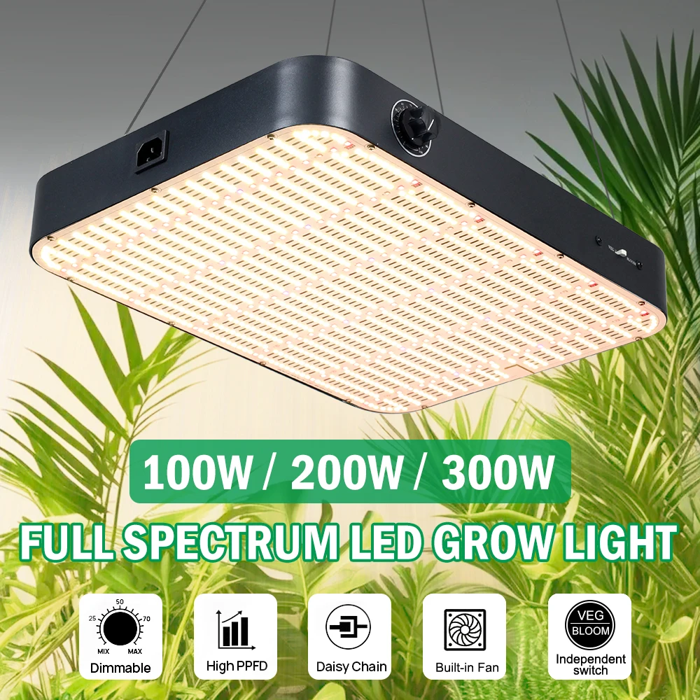100 واط/200 واط/300 واط الطيف الكامل الكم Led مصباح المجلس 3000 كيلو 3500 كيلو الأحمر IR الأشعة فوق البنفسجية النبات تنمو ضوء مع VEG بلوم وضع عكس الضوء مصباح #2