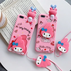 Hello Kitty Case For Samsung Galaxy M30 M21 M31 M32 M40S M42 M51 M42 M53 M54 M62 M60S M80S Cartoon Strap Rope With Holder Cover