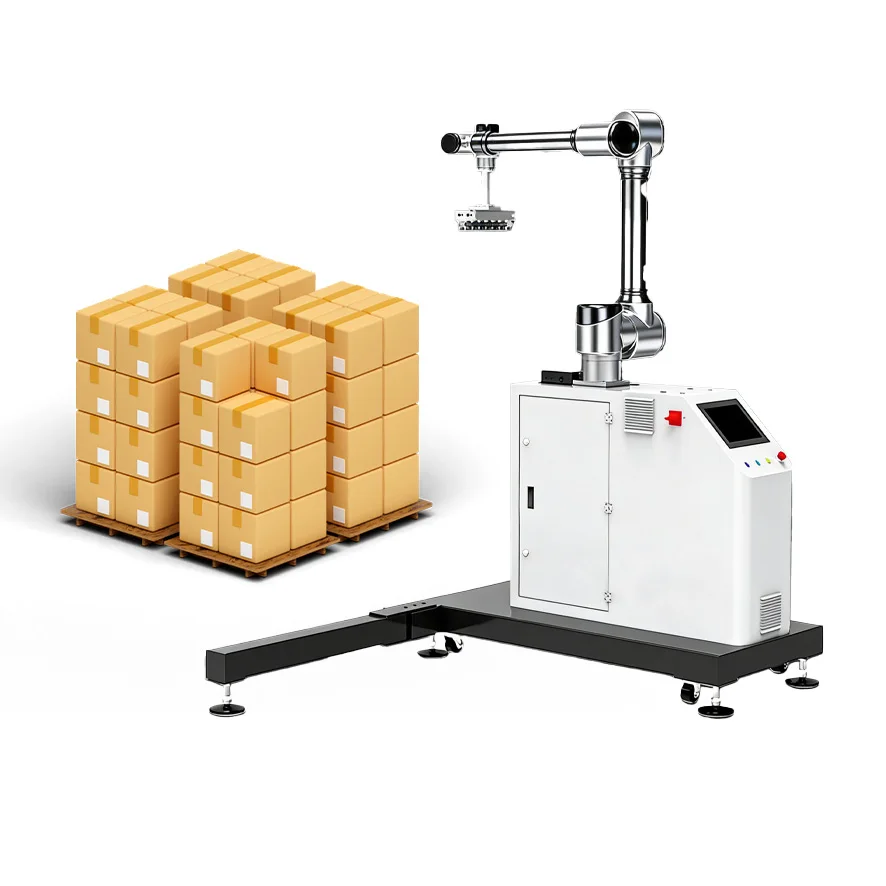Robotic Collaborative Palletizer No Programming 24H Mobile Base Automatic Stacking Stable Suction For Food Beverage Chem