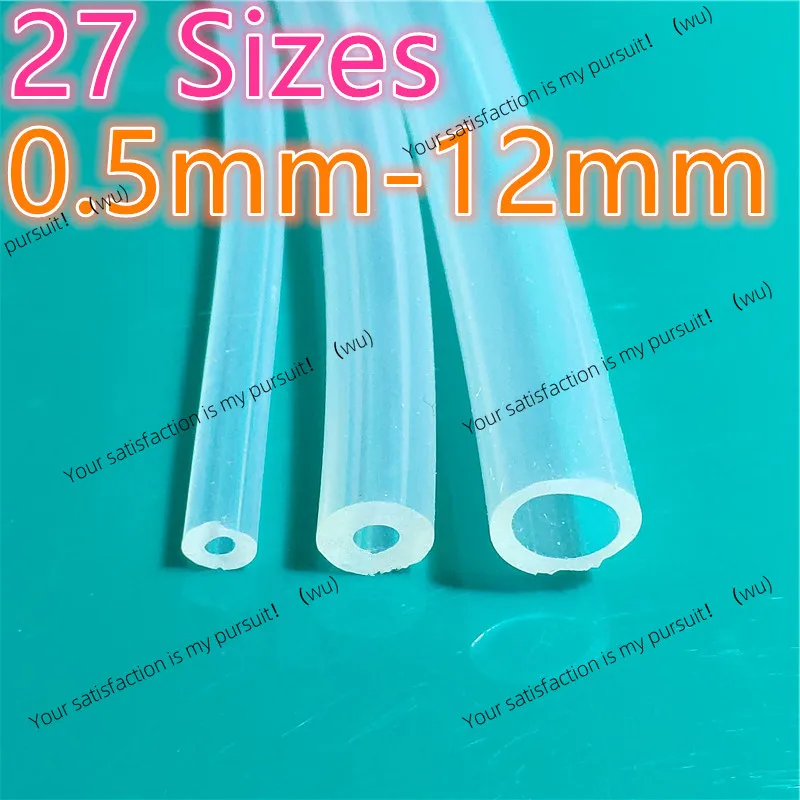 1 meter 27 kinds of specifications 0.5mm to 12mm, food grade transparent silicone hose, rubber hose