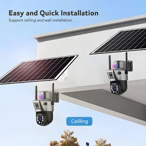 Imagen 2 del producto Cámara Solar con Zoom 10x 4G SIM para exteriores, 6K, 12MP, tres lentes, HD, visión nocturna, cámara de vigilancia IP, protección de seguridad, cámara CCTV PTZ