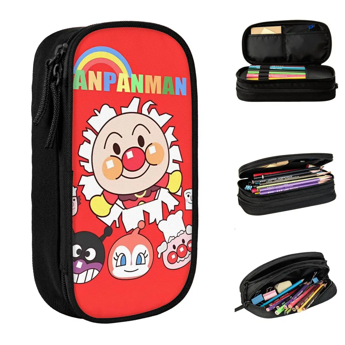 

Anpanman Cartoon Pencil Case School Pencil Cases Zipper Boy Girl Vintage Big Pen Box School Stationery
