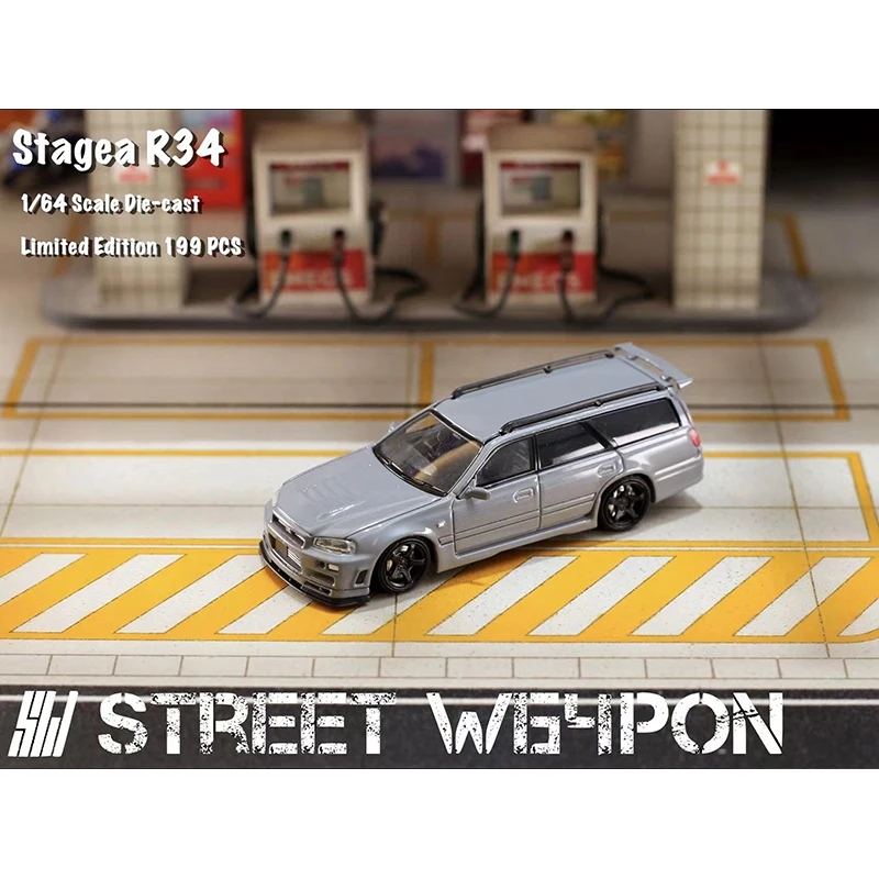 ダイキャスト-ミニチュアカーコレクション,ミニチュア玩具,ストリート,武器,SKW,在庫あり,1:64,stagea gtr,r34