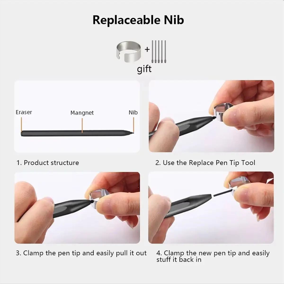 ABAN Stylus Pen for Scribe for 2 4096 Pressure Sensitivity Eraser Palm Rejection Tilt Sensing