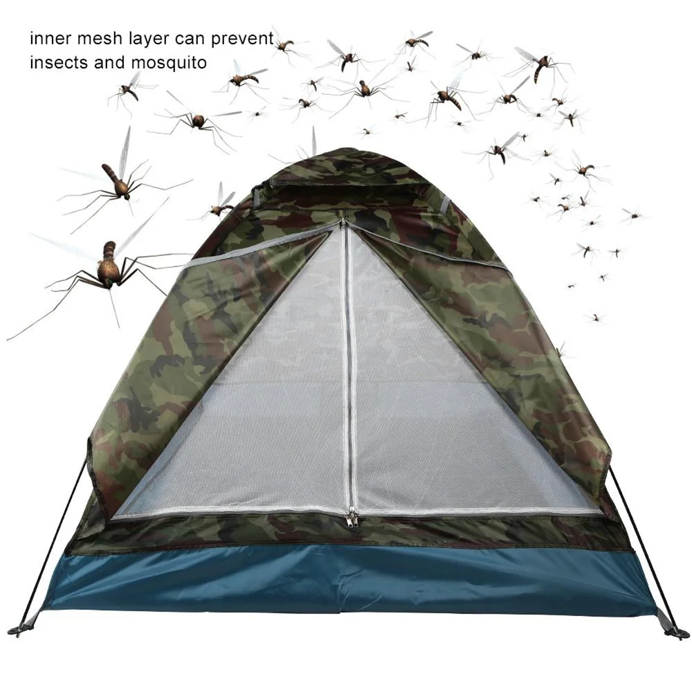 Hiking Kits Camping Tent 1 Person/2 Person Mosquito Prevention Anti-UV Camouflage Tents Double Layer Hiking Tent Ultralight Tent