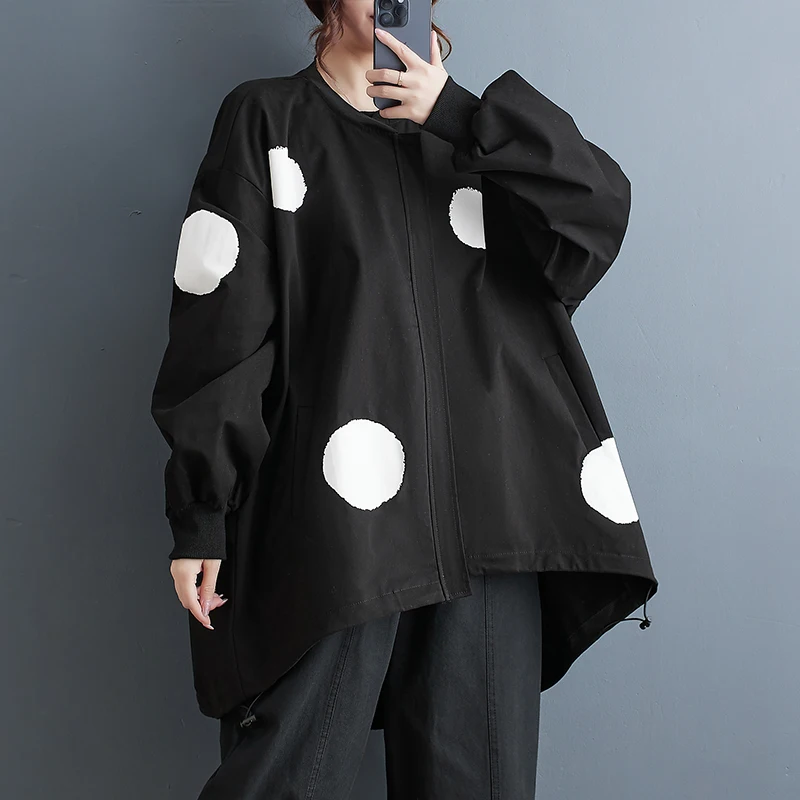 

K Повседневная верхняя одежда с воротником-стойкой в горошек и воротником-стойкой, женская модная осенняя новинка