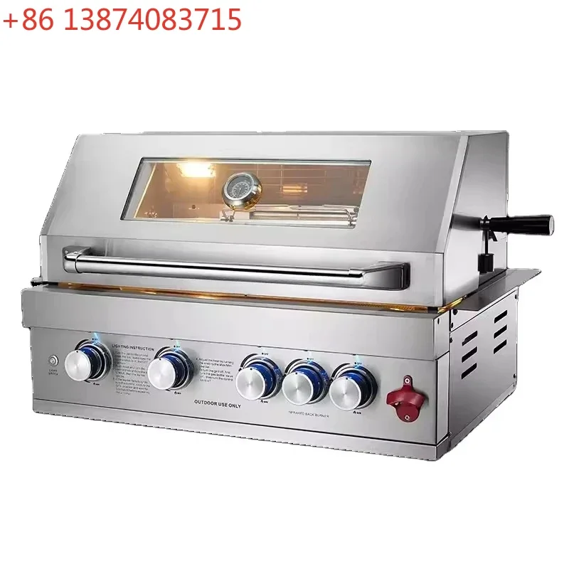 Outdoor Kitchen BBQ Grill Cabinets Islands Heavy Duty 304 Stainless Steel Visual Rotating Charcoal LPG NG Gas Barbecue Grills