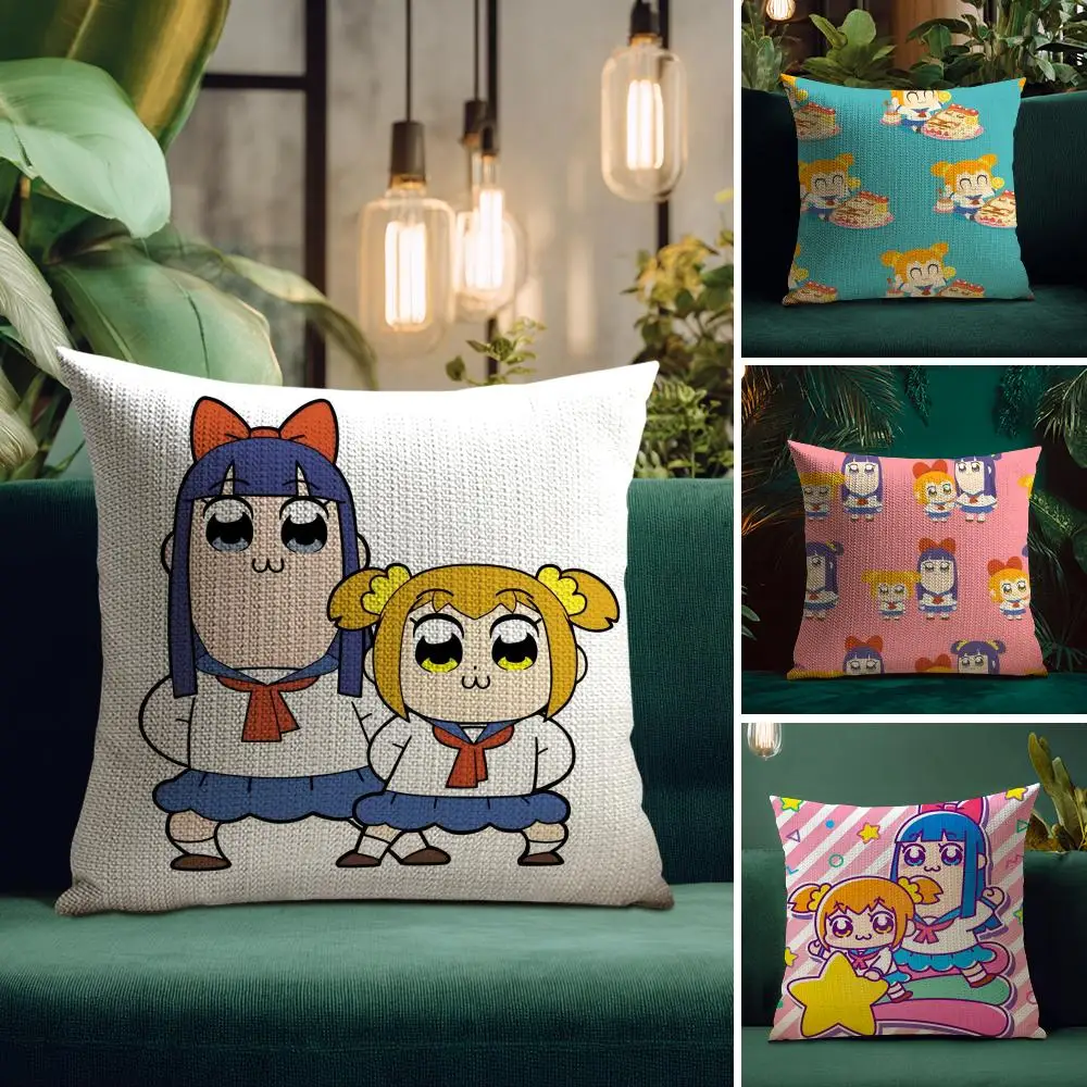 Cute Anime Pop Team Epic Pillow Case Natural Linen Organic Fabric Double-Sided Printing Breathable Perfect for Home Decor