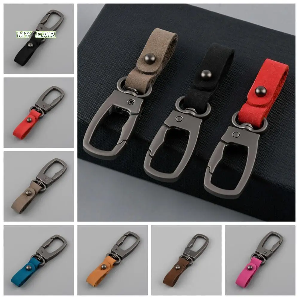 Key Holder Car Key Buckle Keys Organizer Matte Buckle Leather Key Chain Key Ring Bag Charms Round Buckle Auto Car Accessories