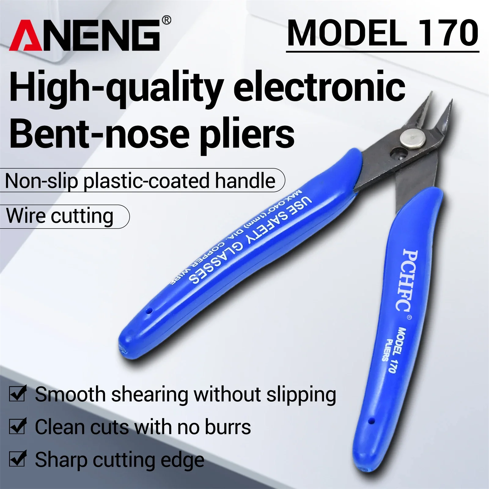 ANENG multifunctional oblique mouth flat mouth pliers, high carbon steel wire cutting pliers, flat side cutting clamping tool