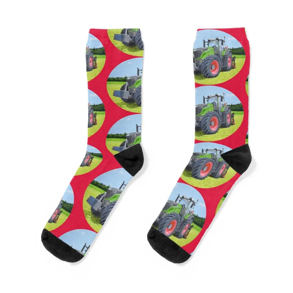 

Green Tractor in Field (red) Socks luxe hiphop basketball Girl'S Socks Men's