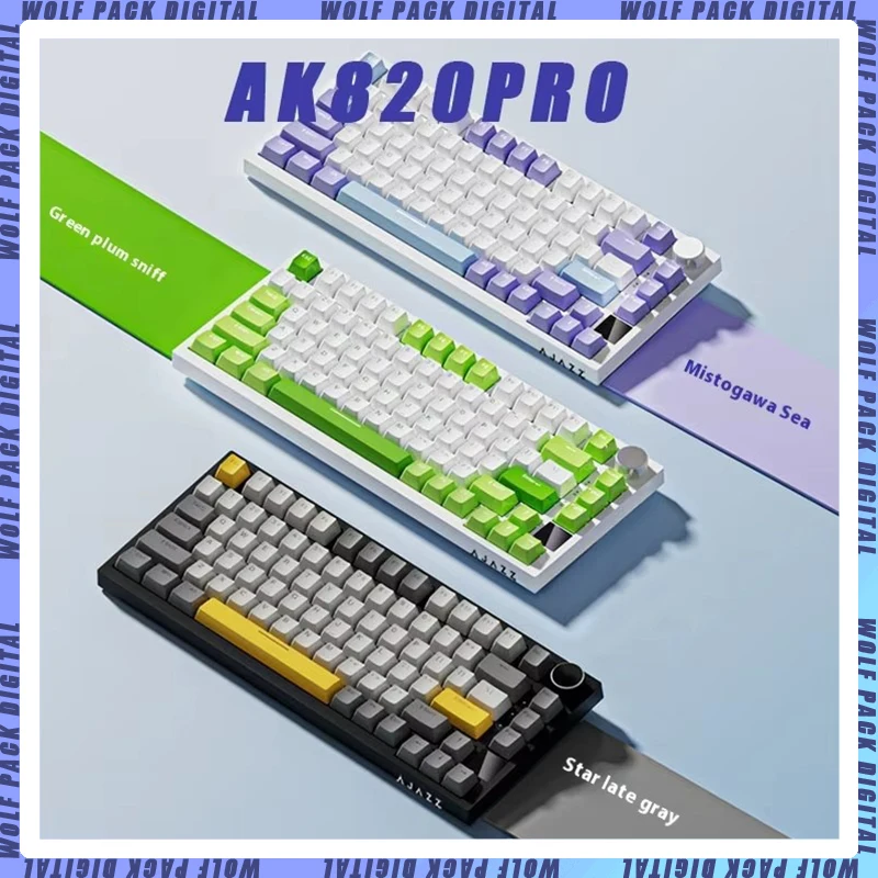 Ajazz Ak820pro/ak820 Mechanical Keyboard Bluetooth Hot-swap 3 Mode Rgb E-sports Customized Keyboard Backlit 75% Layout Portable