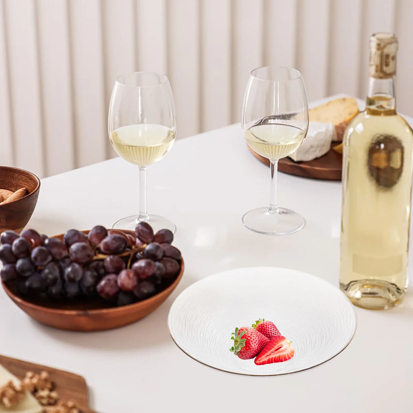 وعاء تقديم السلطة الزجاجية ذو الحافة الذهبية، وعاء فواكه أنيق لحفلات المطبخ وحفلات الزفاف والمطاعم وأطباق السلطة #2