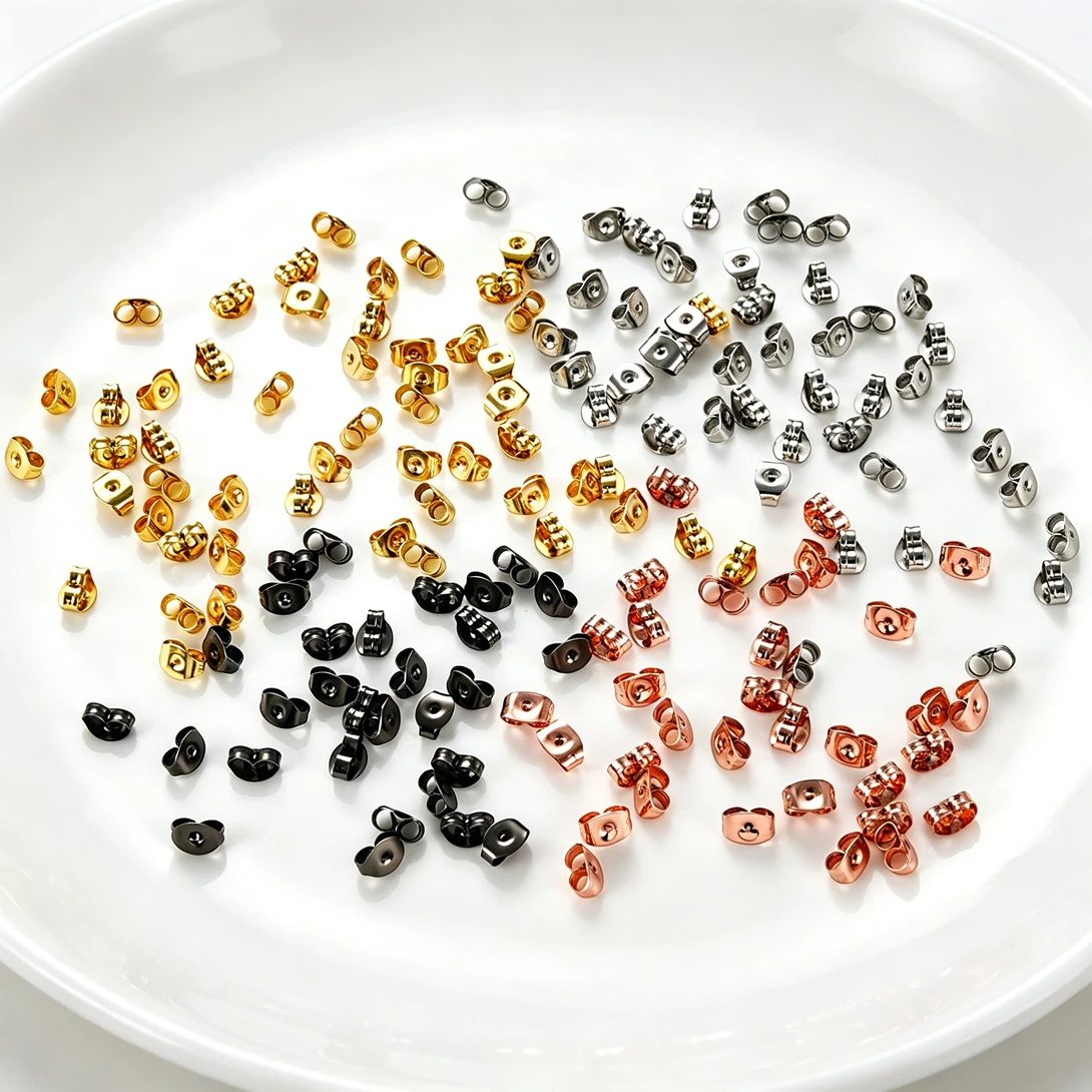 1000/2000Pcs Stainless Steel Butterfly Earring Stoppers Hypoallergenic Earring Backs Clasps For Handmade Stud Earrings Supplies