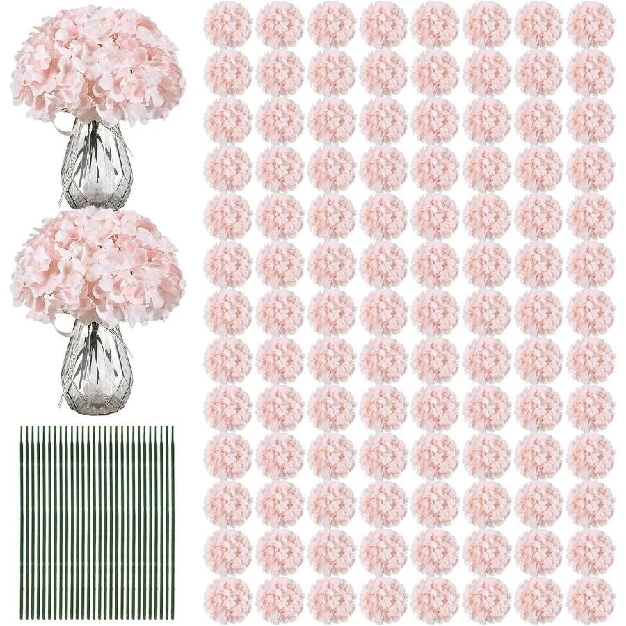 

204PCS Hydrangea Artificial Flowers Silk Artificial Hydrangea Flowers Heads with Stems Hydrangea Artificial Flowers Bulk for Ho