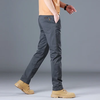 2024 Men's High Quality Pure Cotton Classic Solid Color Casual Pants Business Stretch Cotton Slim Straight Brand Trousers Male 3