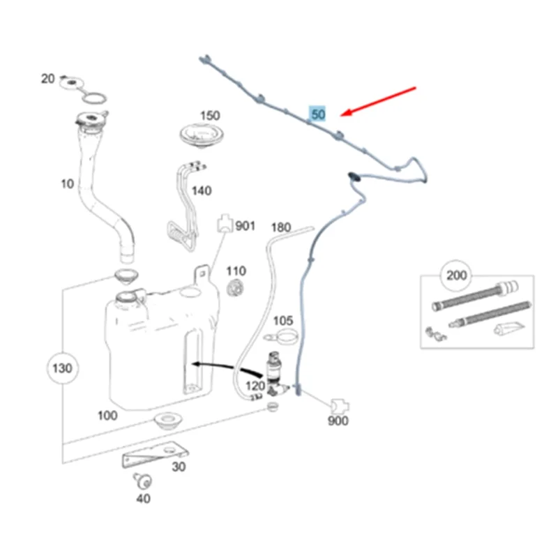 

M54K_Шланг для распыления переднего ветрового стекла для Mercedes V-Class W448 2016, шланг для распыления