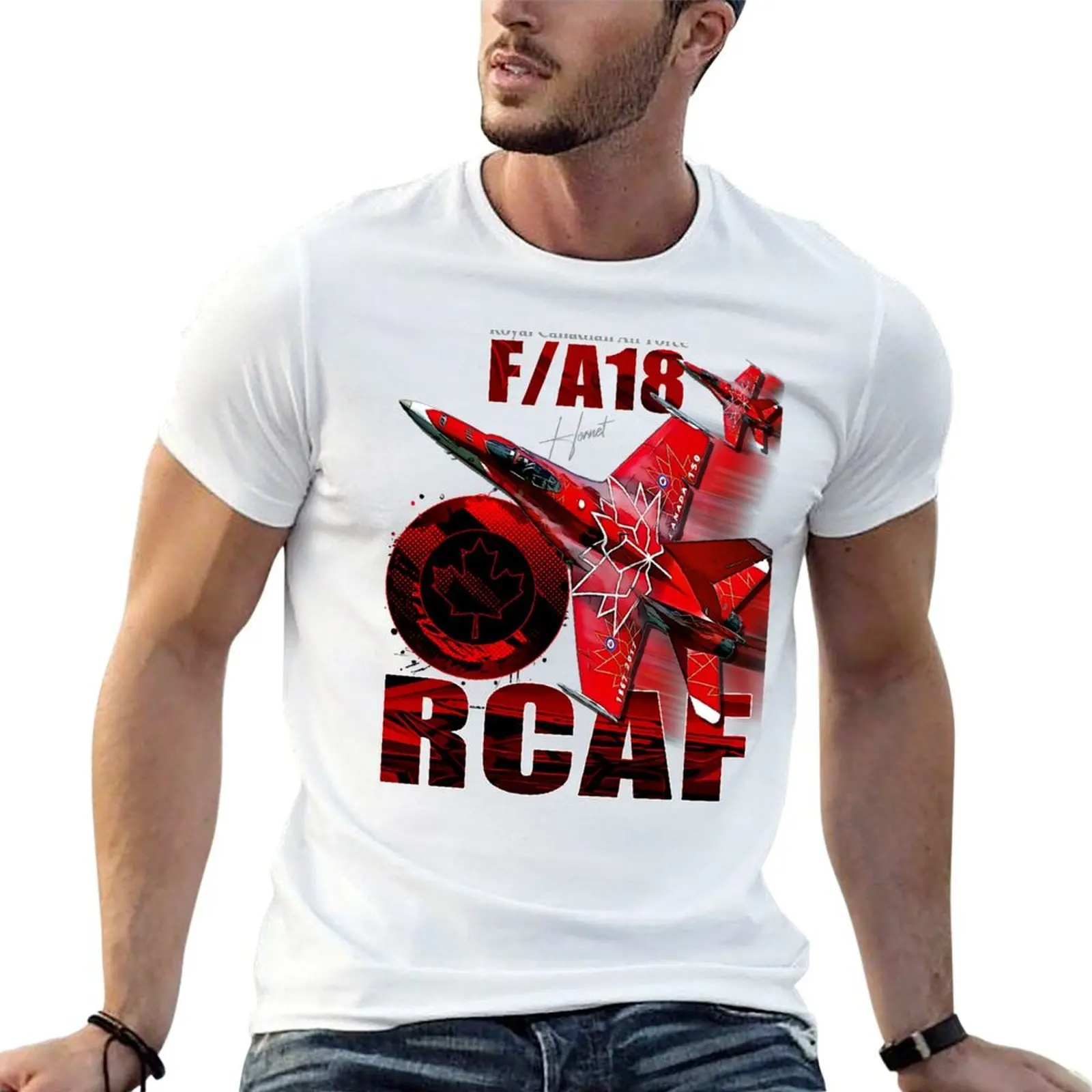 

RCAF F18 Hornet Fighterjet T-Shirt man t shirt cotton t shirts for man cotton funny T-Shirt