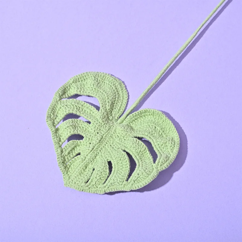 Gehäkeltes Monstera-Blatt, gestrickte künstliche Blätter, kreative handgewebte Blätter, DIY-Blumenstrauß, Heimdekoration, Geschenk – Detail 4