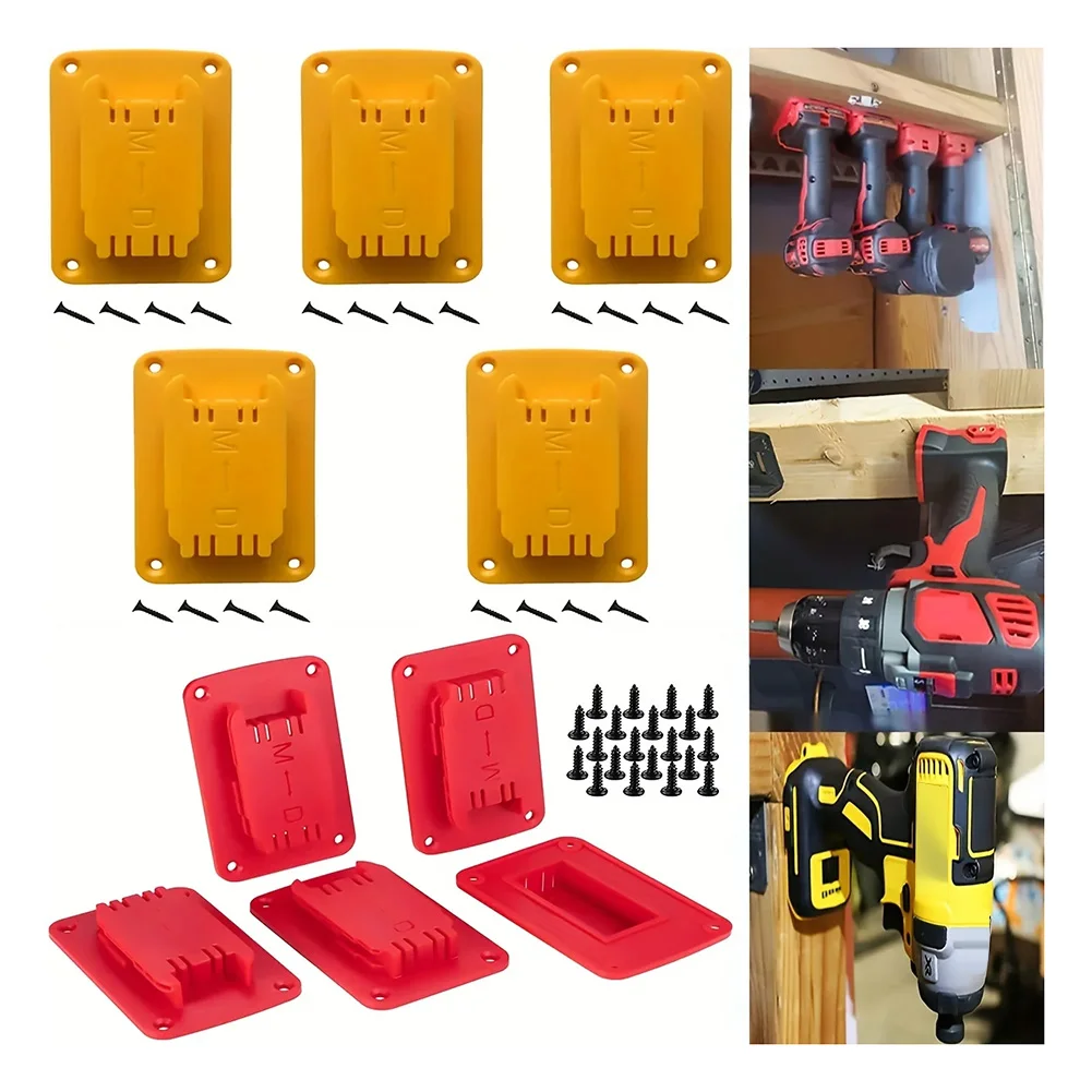 

TFBC 5 Packs Tool Holder Mount for Tool,Also Fit for 20V, 12V Drill Holder,Hanger Red