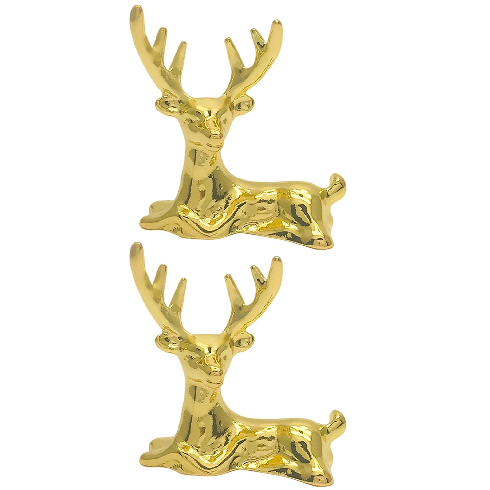 

2Pcs Attractive Elk Desktop Decoration Tabletop Deer Ornament Memorable with Families Elk Desktop Decoration