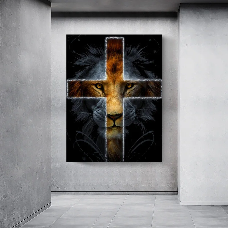 Jesus Christ Canvas Painting Symbol of Lord Judas Lion Warrior Lamb of God Print Poster for Living Room Home Decor  Frameless