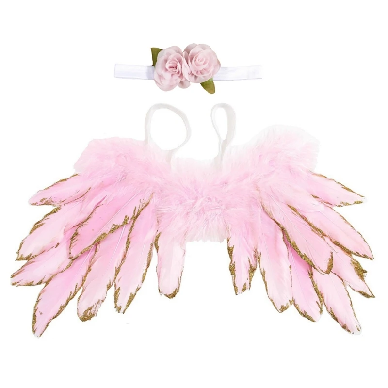 Baby Photography Props Posing Wing & Flower Headband Infant Shower Gift