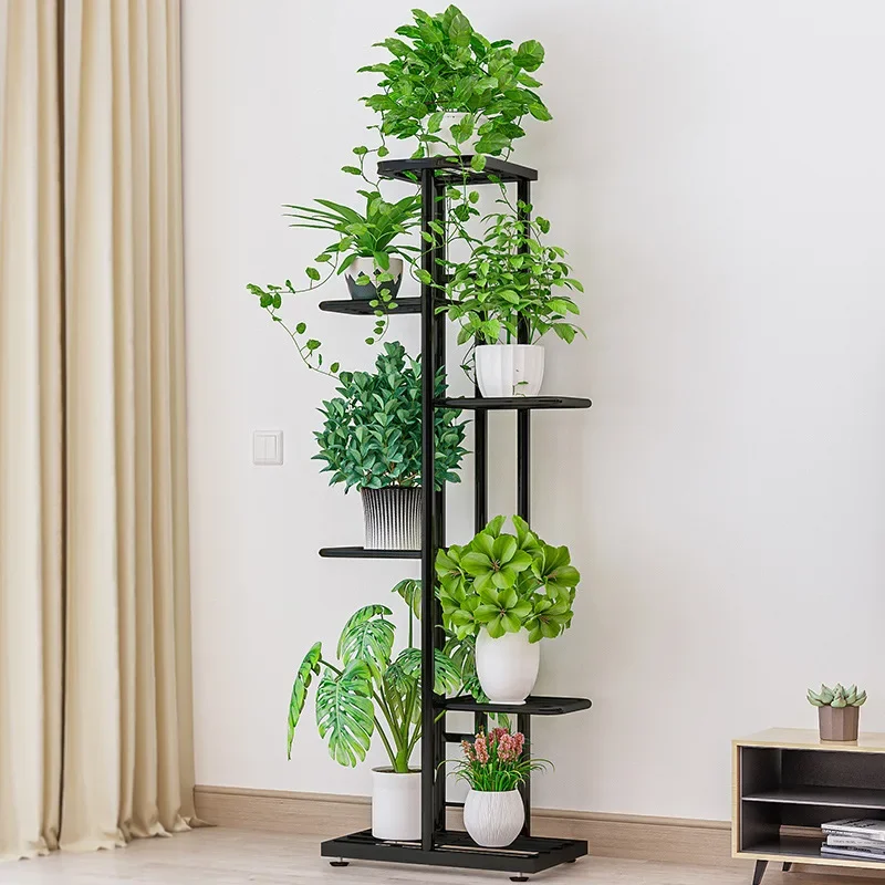 Balcony Storage Rack, Wrought Iron Multi-Layer Plant Stand, Modern Minimalist Flower Pot Rack, Floor Standing Greenery Shelf