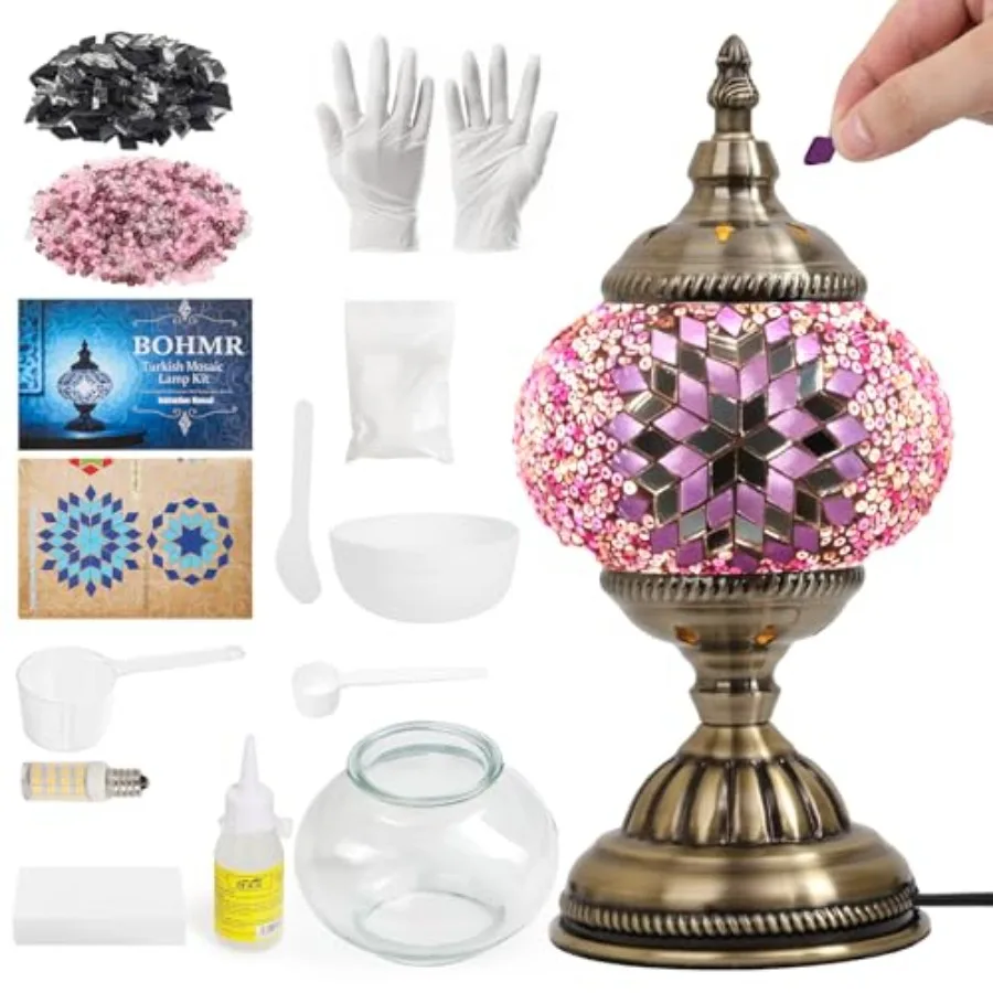 

DIY Turkish Mosaic Lamp Kit Stained Glass Table Lamp Making Kit- Easy and Fun No Experience Needed Mosaic Art and Craft Project
