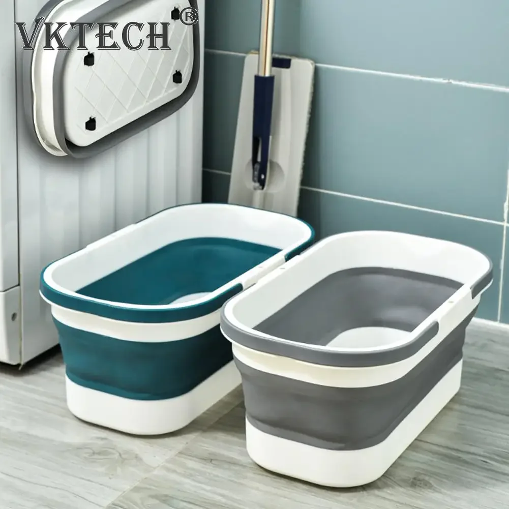 Foldable Mop Bucket Portable Wash Basin Dishpan for Bathroom Cleaning Kitchen Household Large Capacity Folding Bucket Space Sav