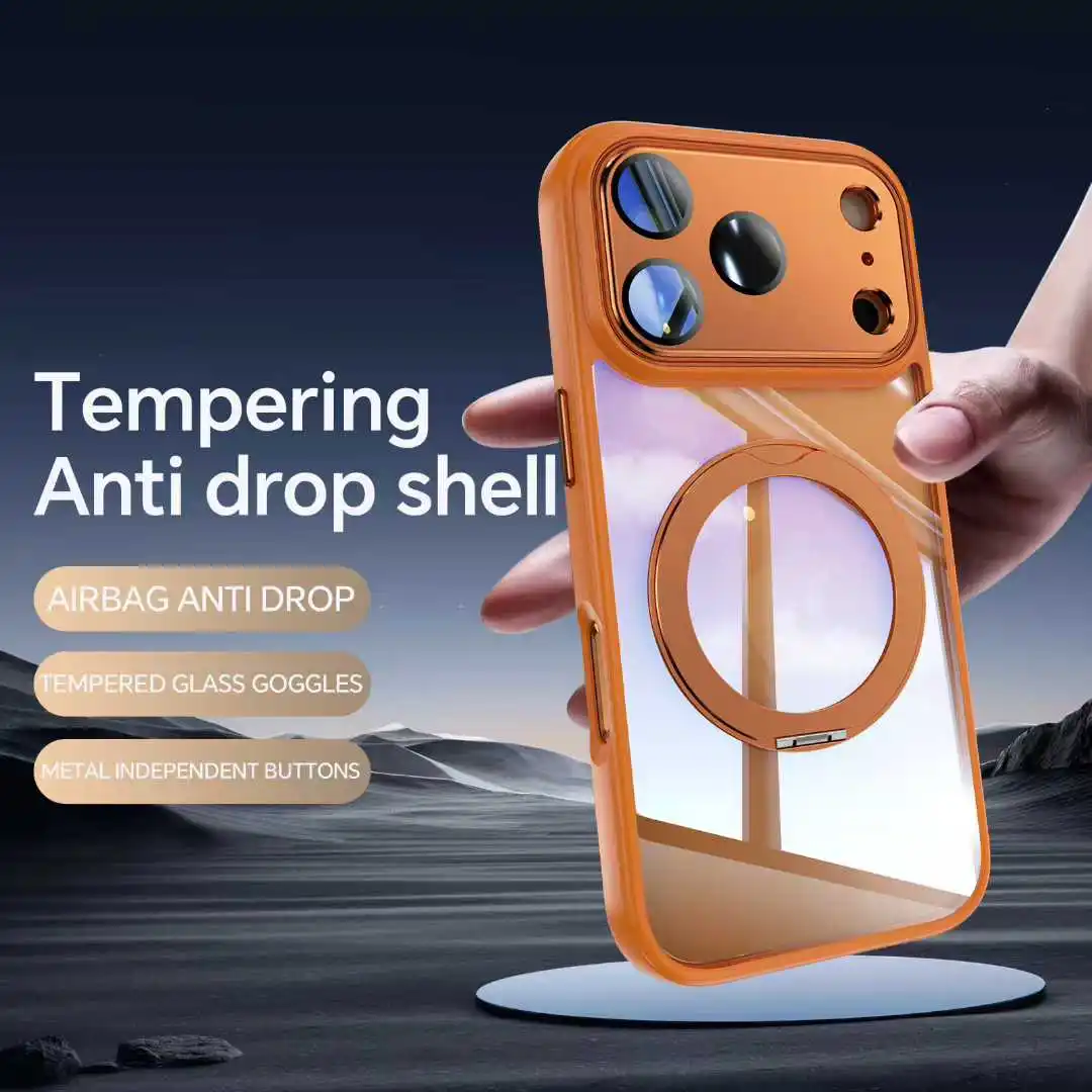 حافظة مغناطيسية بحامل حلقي معدني لهاتف Magsafe IPhone 17 Air 16 E 14 13 15 Pro Max Plus 17Air 17Pro 16E Mac غطاء هاتف آمن #2