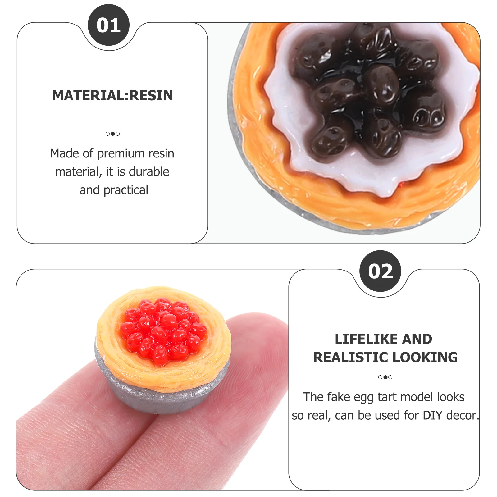 

20 pcs Tart Decor Artificial Food For Display Decoration Bakery Shop Simulation Food Egg Tart Home Kitchen Photography Props