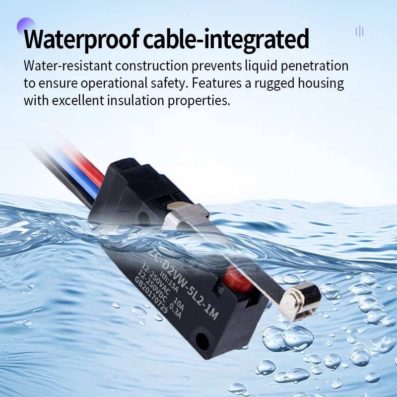 ZHICAN IP67 waterproof micro switch small limit switch 5L1B-1M/5L2A/5L3-3M one open one closed with wire roller button switch