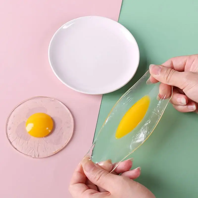 Lepkie TPR gumowe jajka wyciskane do kuchni do jedzenia zabawka udająca zabawa w gotowanie jajko sadzone omlet Gags żart dzieci łagodzą stres zabawki