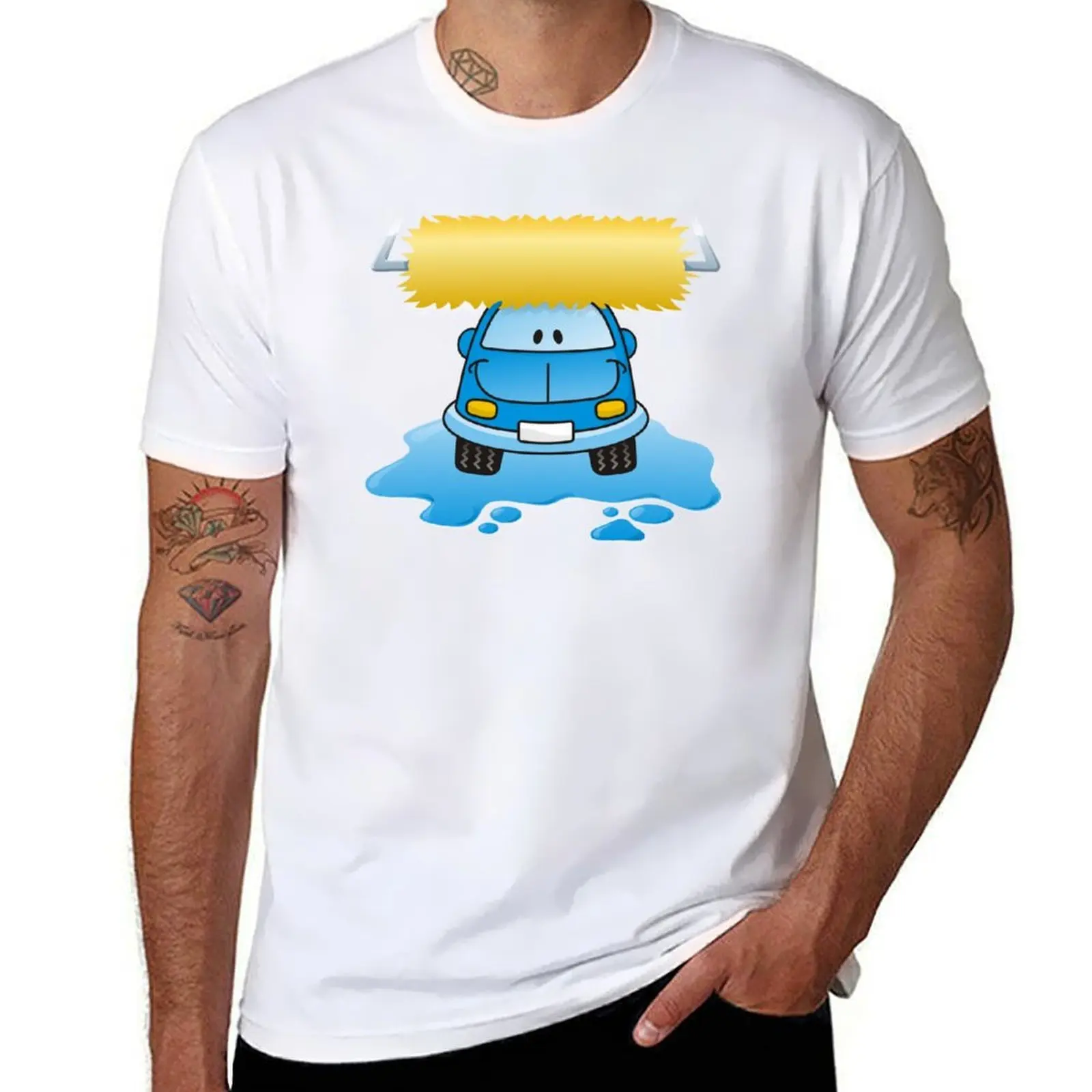 

Carwash Cartoon T-Shirt graphic t shirts for man cotton tshirt 100% T-Shirt