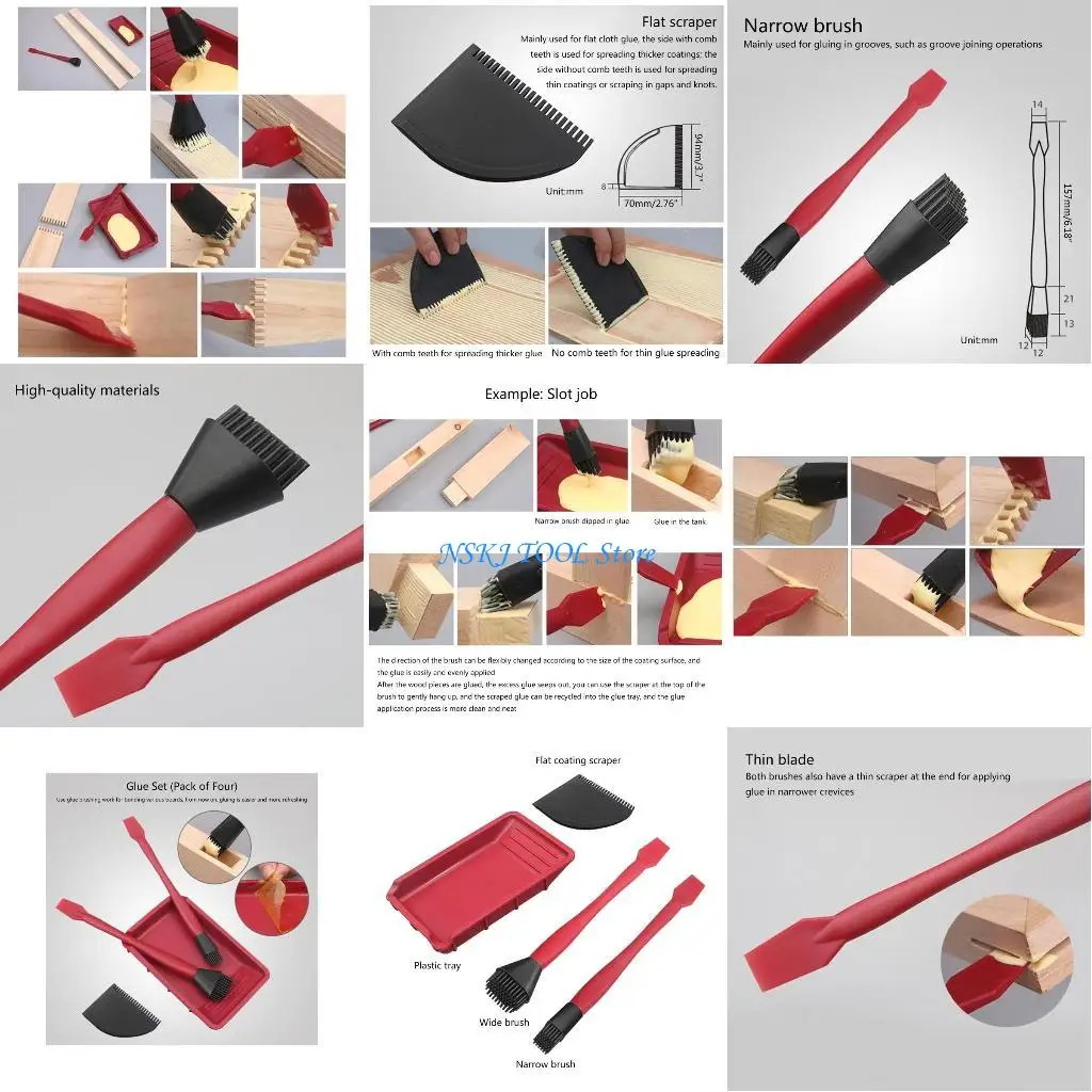 

L8RC 4pcs/set Woodworking Silicone Brush for Home Room Wall Ceiling Wall Roof