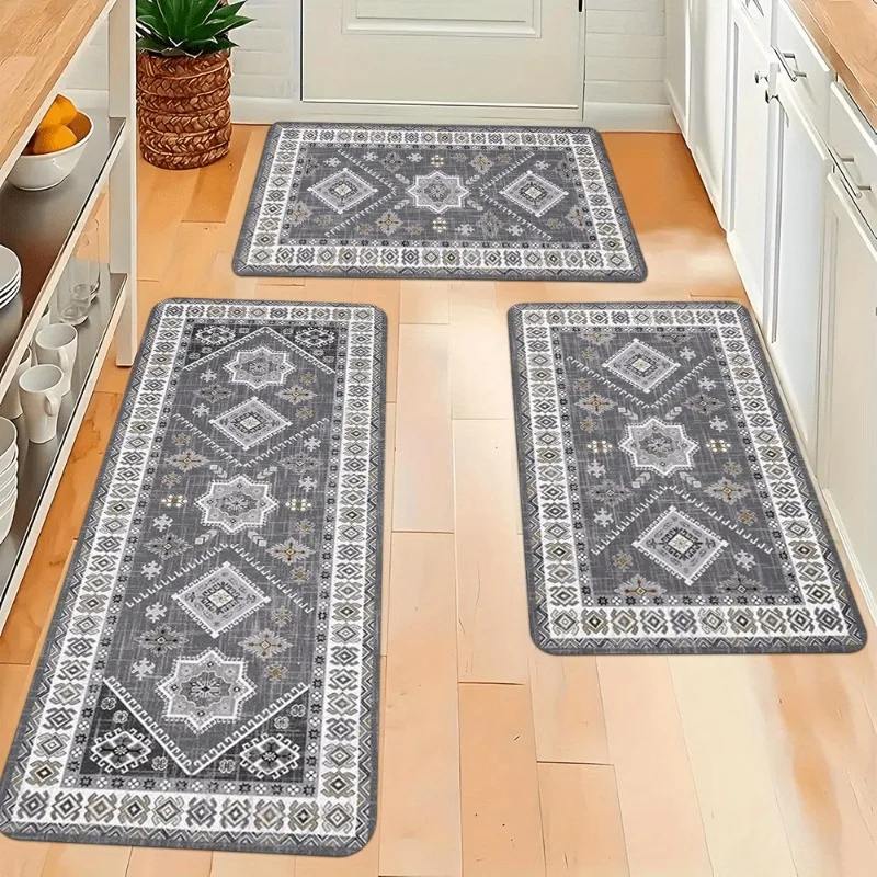 Boho Tribal Geometrisches Muster Küchenteppiche Weiche Rutschfeste Bodenmatten Vintage Ethnisches Design Wohndekor Teppich für Esszimmer