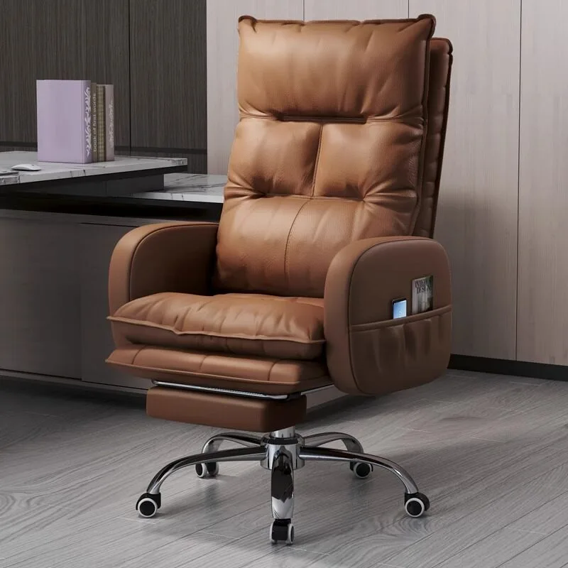 Designer Luxury Office Chair Comfortable Leather Office Chair High Back Computer Recliner Arm Chaise De Bureaux Home Furniture