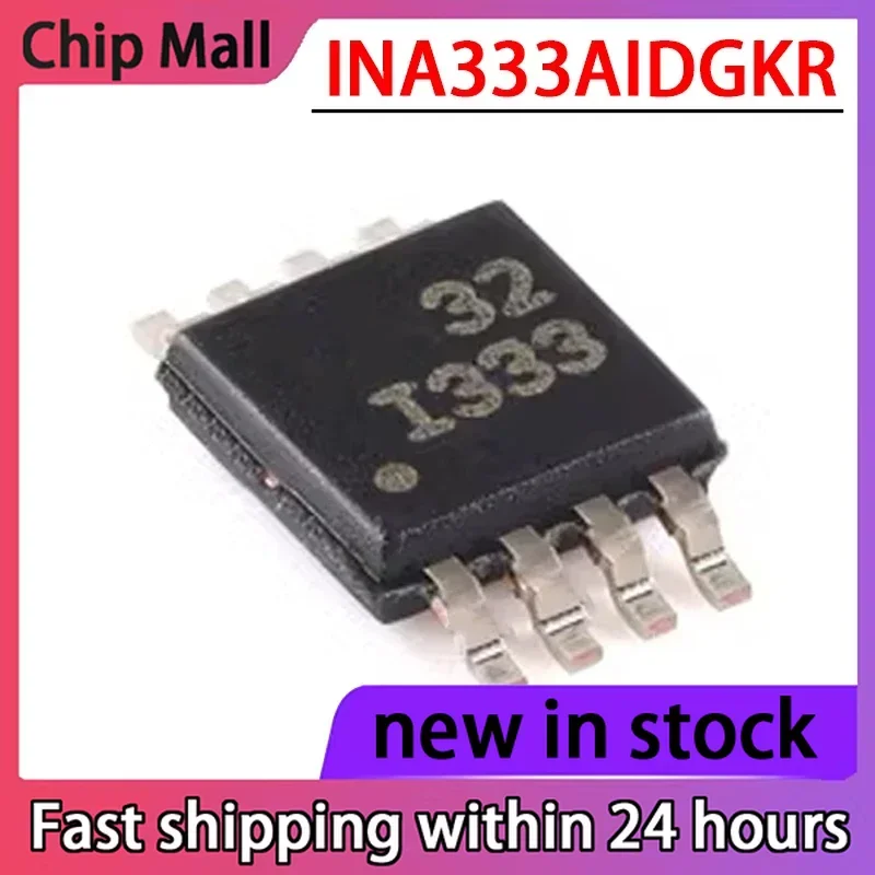 2PCS INA333AIDGKR Screen Printed I333 VSSOP-8 Precision Instrument Amplifier Chip