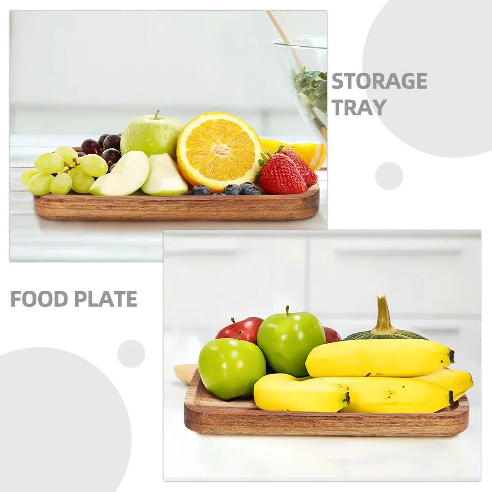 

2Pcs Wooden Tray Rustic Farmhouse Food Serving Plate Multi-Functional Storage Tray for Picnic Party Family Gathering Snack