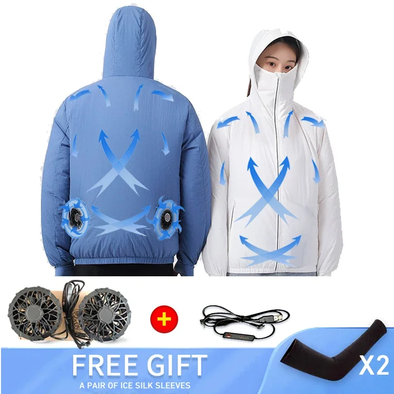 

Summer Air Conditioning Clothing Sun Protection and Cooling Fan Clothing Outdoor Sweating and Breathable Fan Clothes Men Women