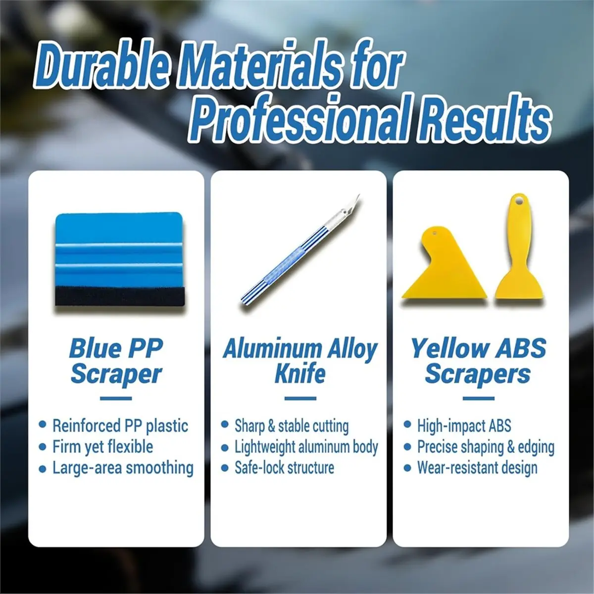 Auto Body Tools Set 11PCS - for Car Wrapping, Body Filler & Vinyl Application-Plastic Putty & Plastic Squeegee Kit